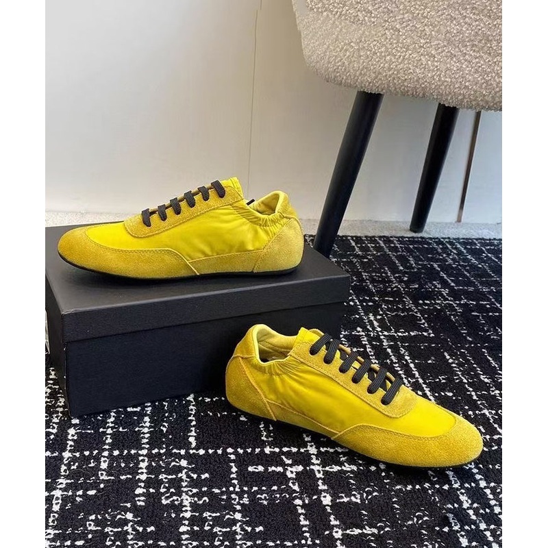 2025 New Yellow Sport Flats Suede DIY Lace Up