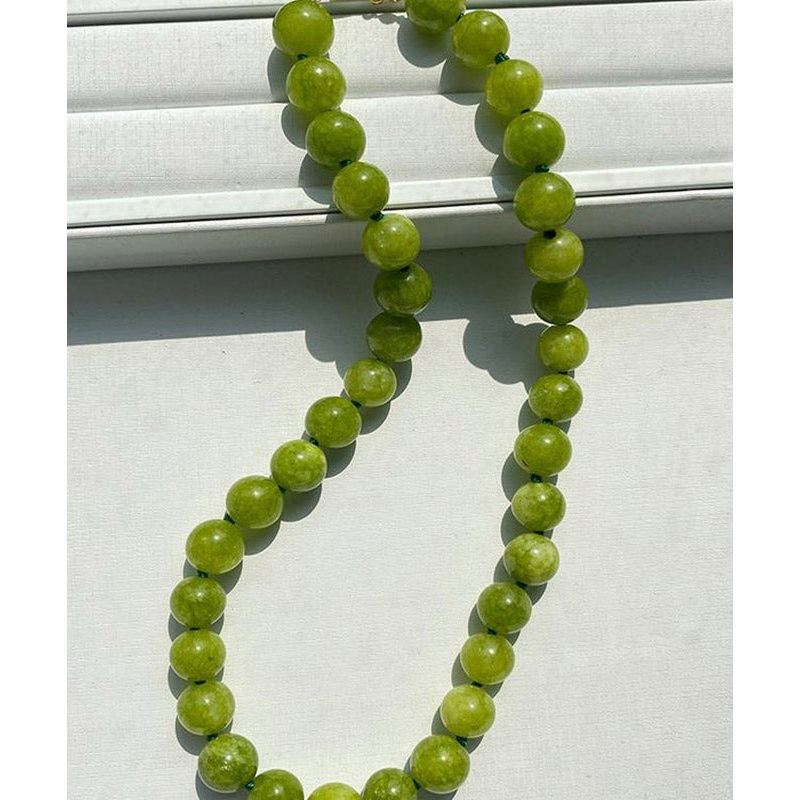 Art Green Copper Overgild Agate Beading Gratuated Bead Necklace