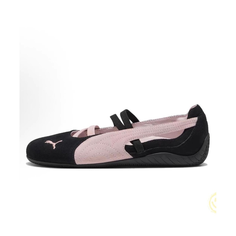 Black Pink Suede Flat Shoes For Women Splicing Buckle Strap