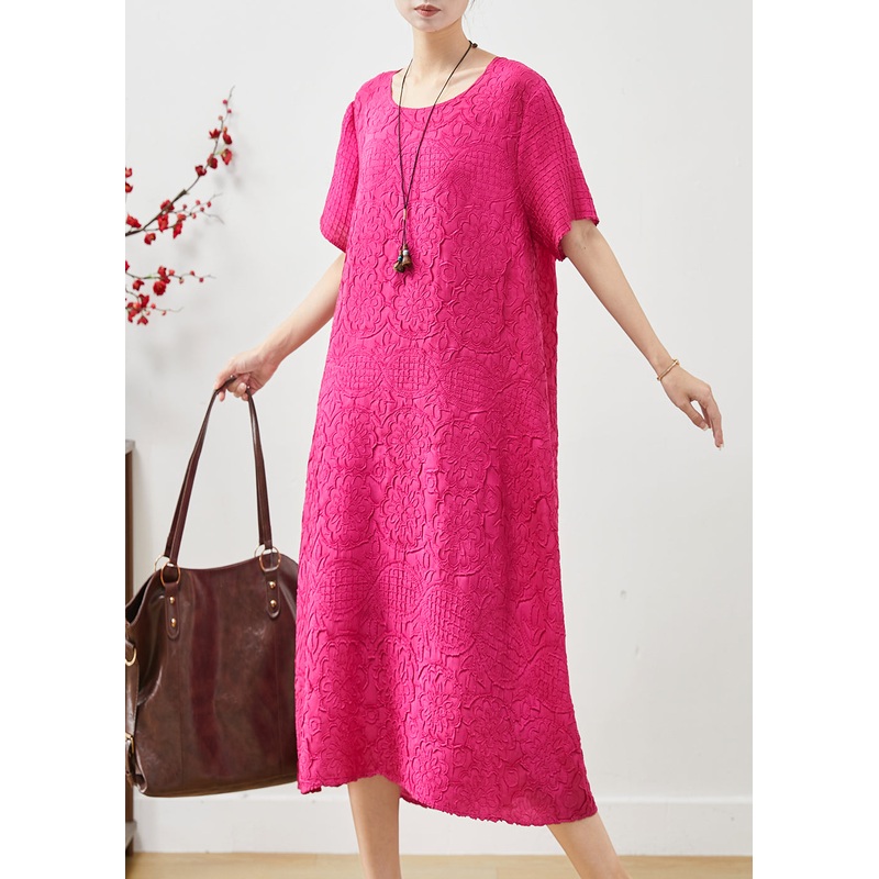 Fitted Rose Oversized Jacquard Cotton Dress Summer