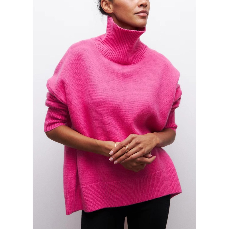 Rose Cozy Thick Knit Sweaters Turtleneck Spring