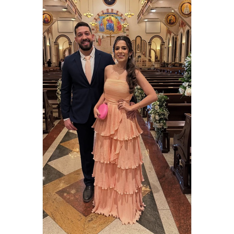 Strapless A Line Pleated Long Prom Layered Graduation Dress J8062