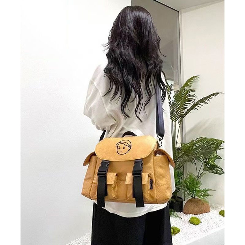 Unique Yellow Versatile Pockets Messenger Bag