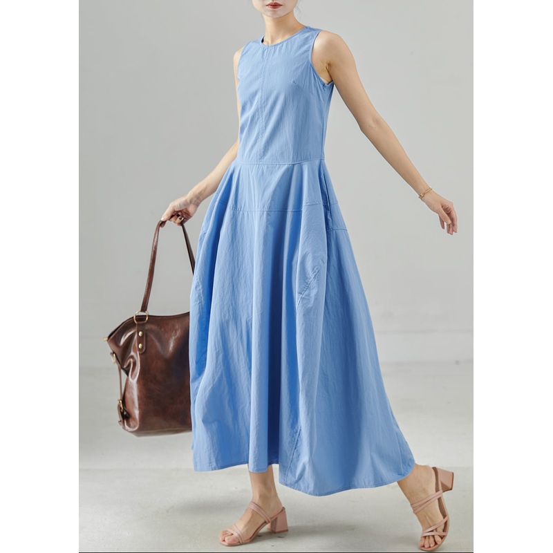 Fine Sky Blue Exra Large Hem Cotton Holiday Dresses Sleeveless