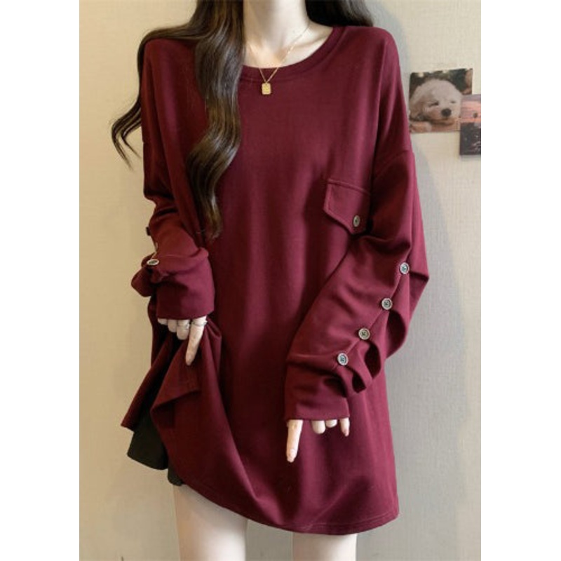 Fitted Mulberry Oversized Wrinkled Cotton Sweatshirts Top Fall