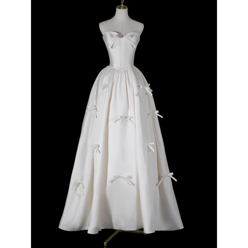 Strapless White A Line Cute Sweet Birthday Party Dress J3363