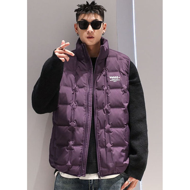 Boutique Purple Stand Collar Duck Down Men Puffers Vest Winter