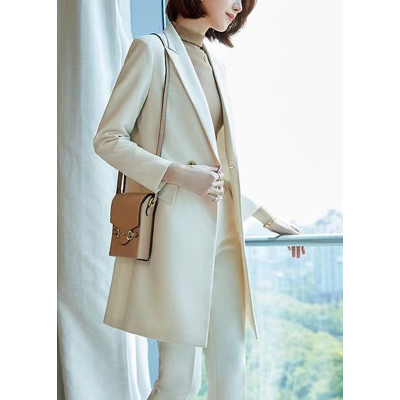 Formal White Spandex Trenchs Double Breast Spring