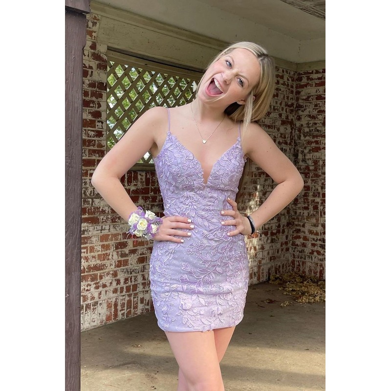 Spaghetti Straps Applique Short Homecoming Dress J4223