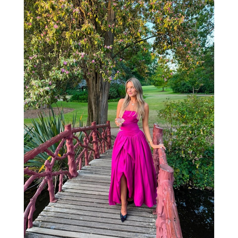 Strapless A Line Formal Evening Dress Slit Long Prom Dress J6245