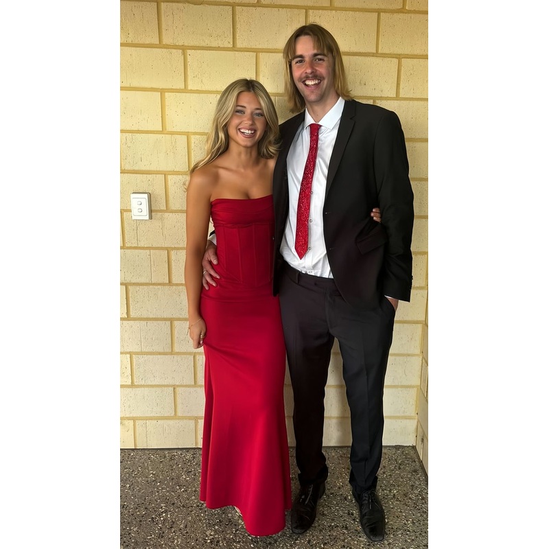 Strapless Red Mermaid Long Prom Dresses J5070