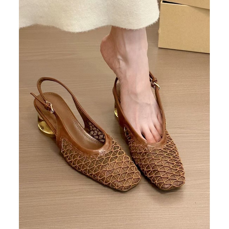 Women Comfy Brown Splicing Chunky Sandals