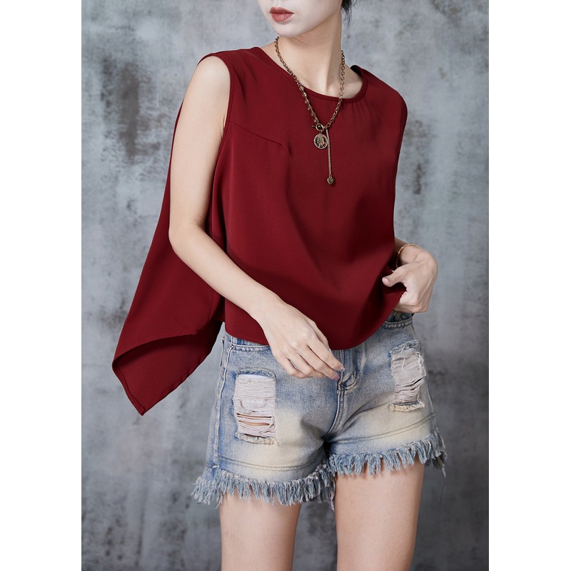 Women Mulberry Asymmetrical Cotton Beach Vest Sleeveless