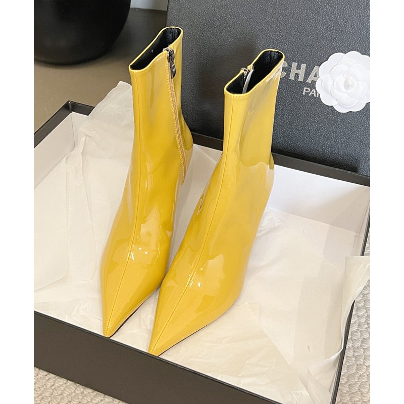 Yellow Fashion Splicing Stiletto Boots Pointed Toe
