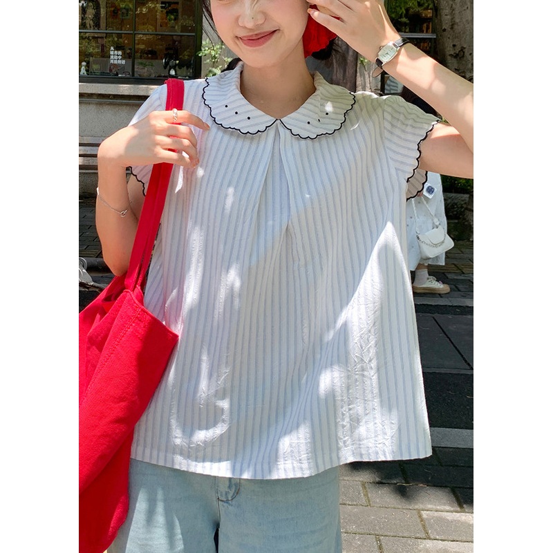 2025 New Japanese Cute Striped Short Sleeved Shirt