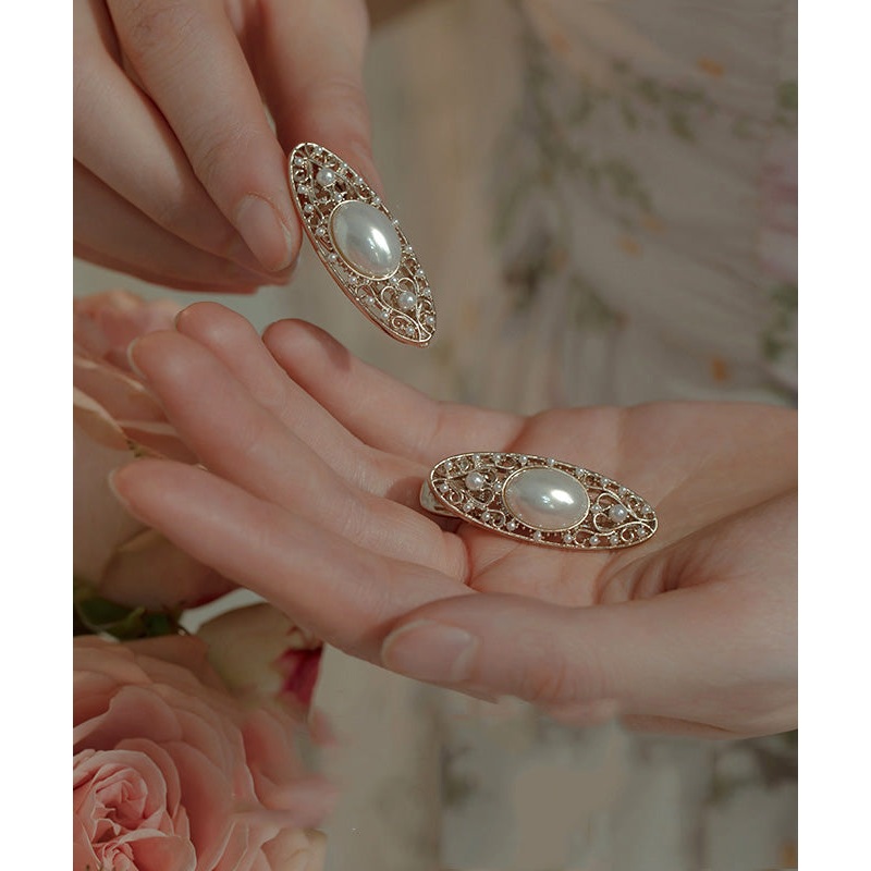 DIY Silk Alloy Hollow Out Pearl Hairpin