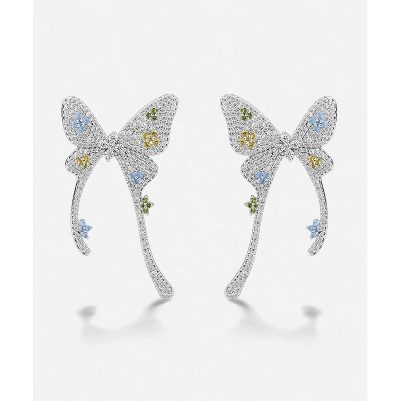 Fine Silk Copper Overgold Zircon Butterfly Stud Earrings