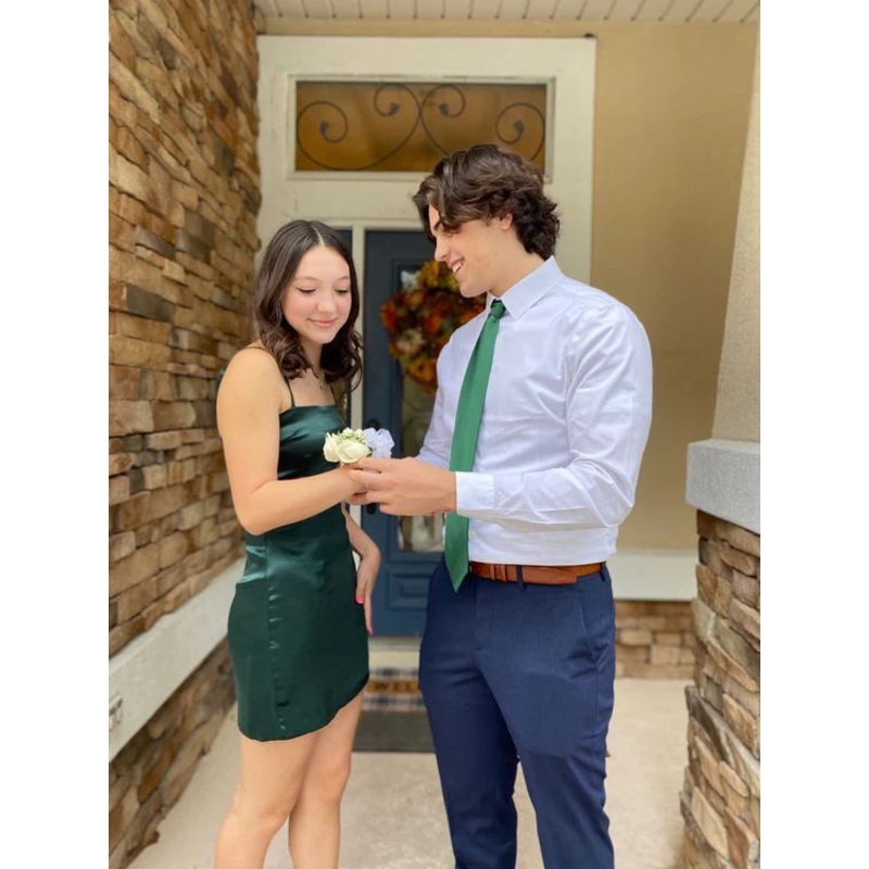 Green Sheath Homecoming Dresses Satin Bodycon Cocktail Dress 2380