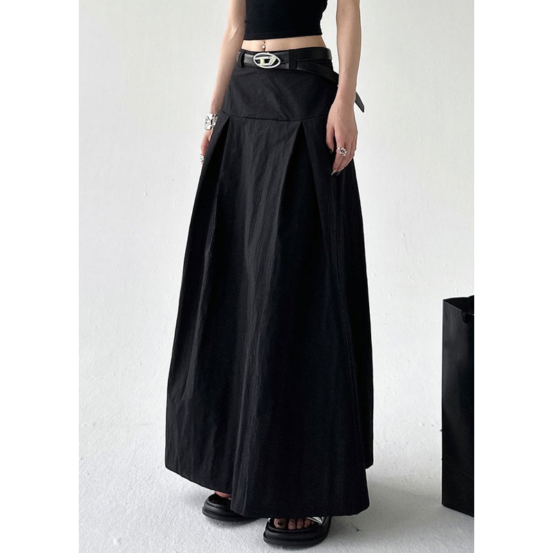 New Black Zippered High Waist Cotton Skirts Summer