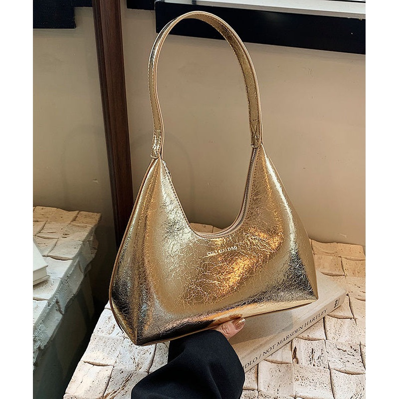 New European And American Gold High Capacity Glossy Handbag