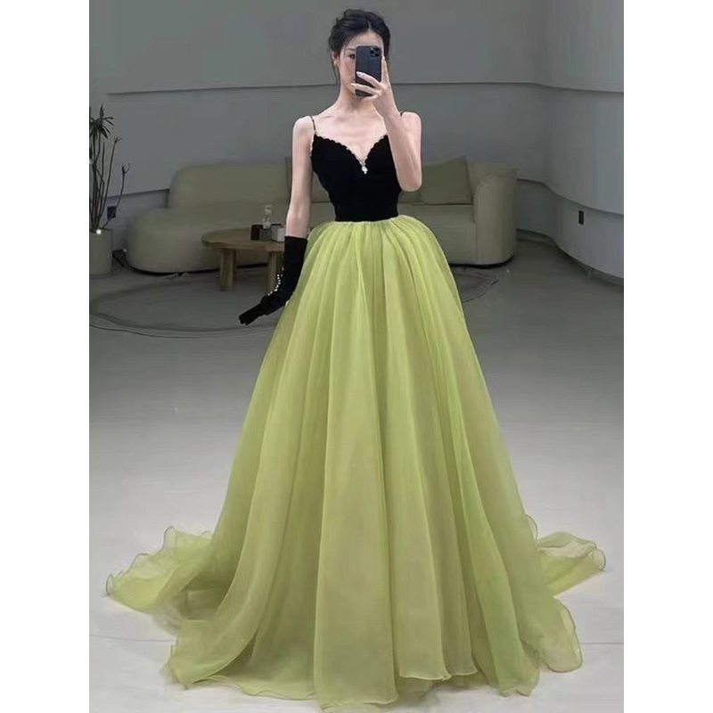 A Line Green Tulle Long Prom Dress Formal Party Dress J3240