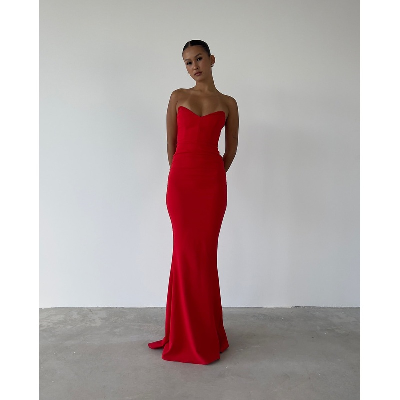 Elegant Red Mermaid Prom Dress Formal Evening Party Gown J6228