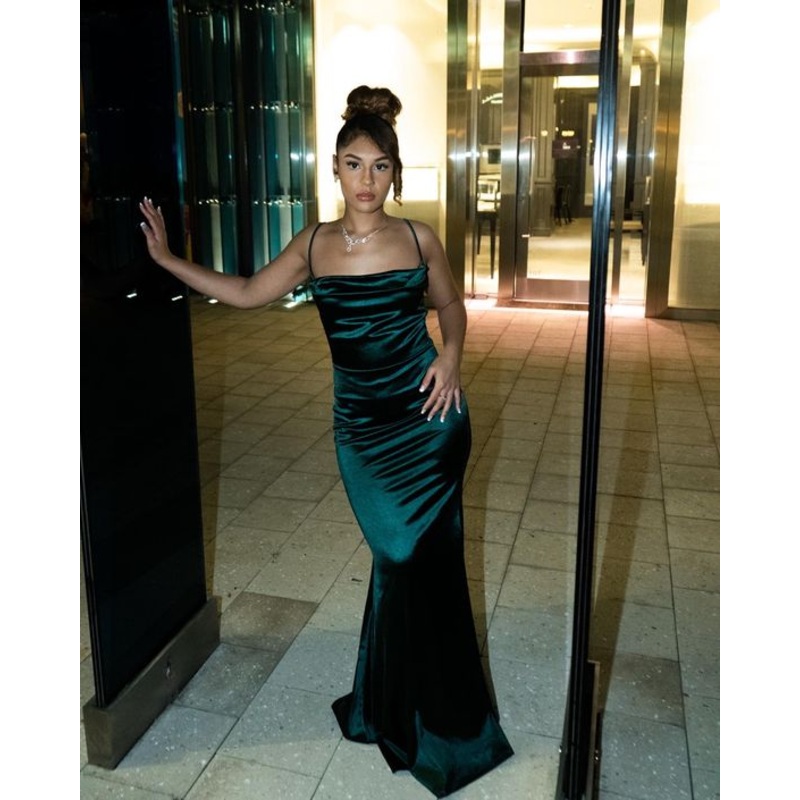 Green Satin Sheath Long Prom Dress Evening Gown J2642