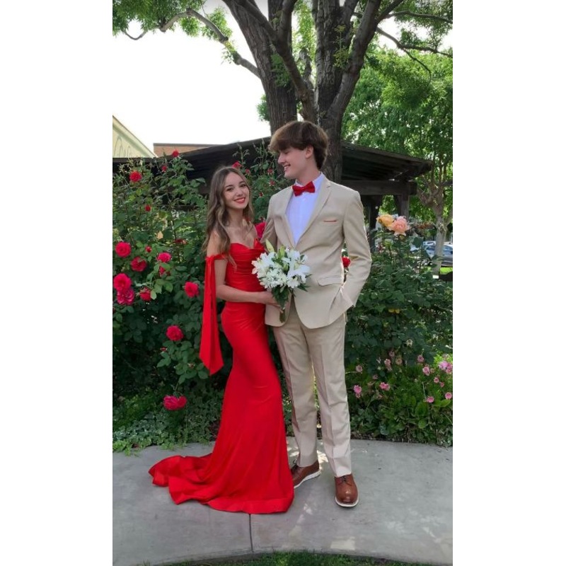 Off The Shoulder Mermaid Red Long Prom Dress 2487