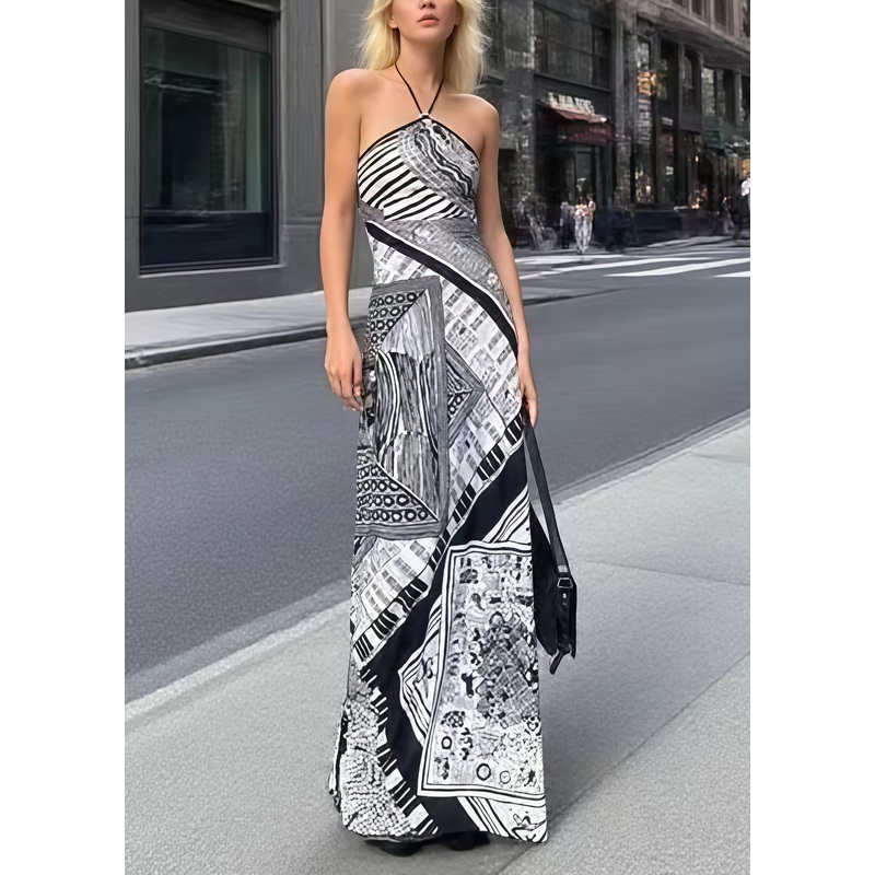 Sexy Backless Print Halter Beach Dresses Summer