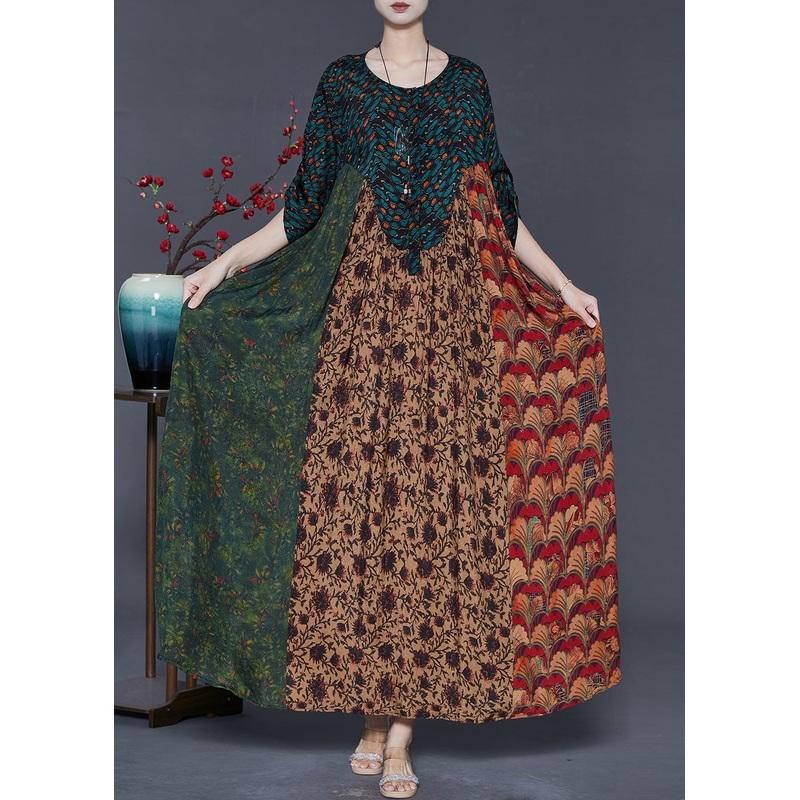 Art Colorblock Oversized Print Chiffon Maxi Dress Summer