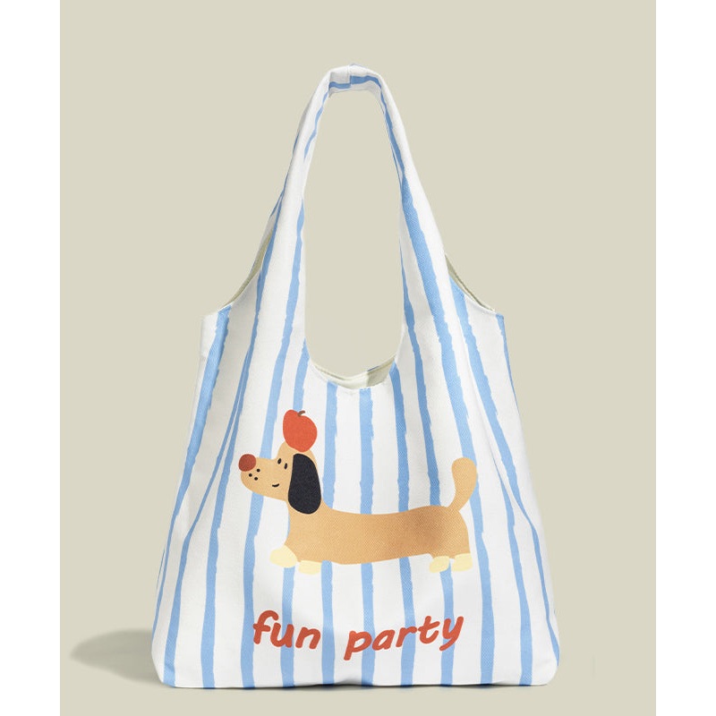 Art Dog Print Large Capacity Canvas Shoulder Bags