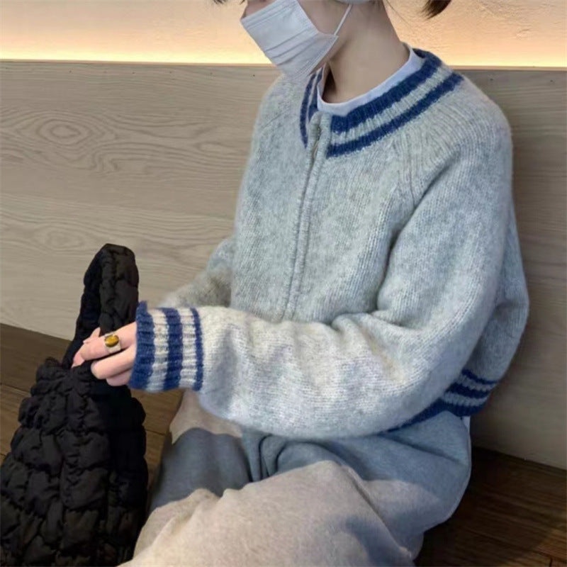 Autumn and Winter Retro Cardigan Sweater Jacket Short Loose Lazy Sweater 1728