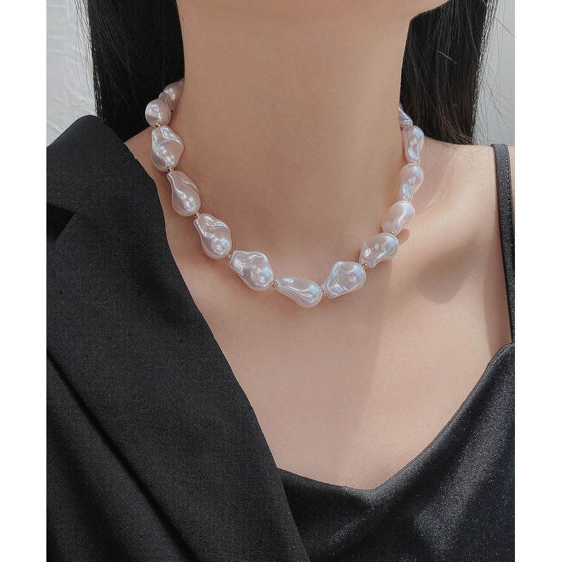 Elegant White Alloy Asymmetrical Pearl Princess Necklace