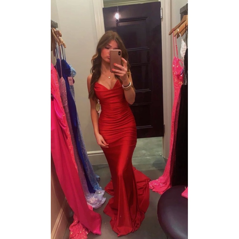 Red Sheath Long Prom Dress Formal Party Gown J4327