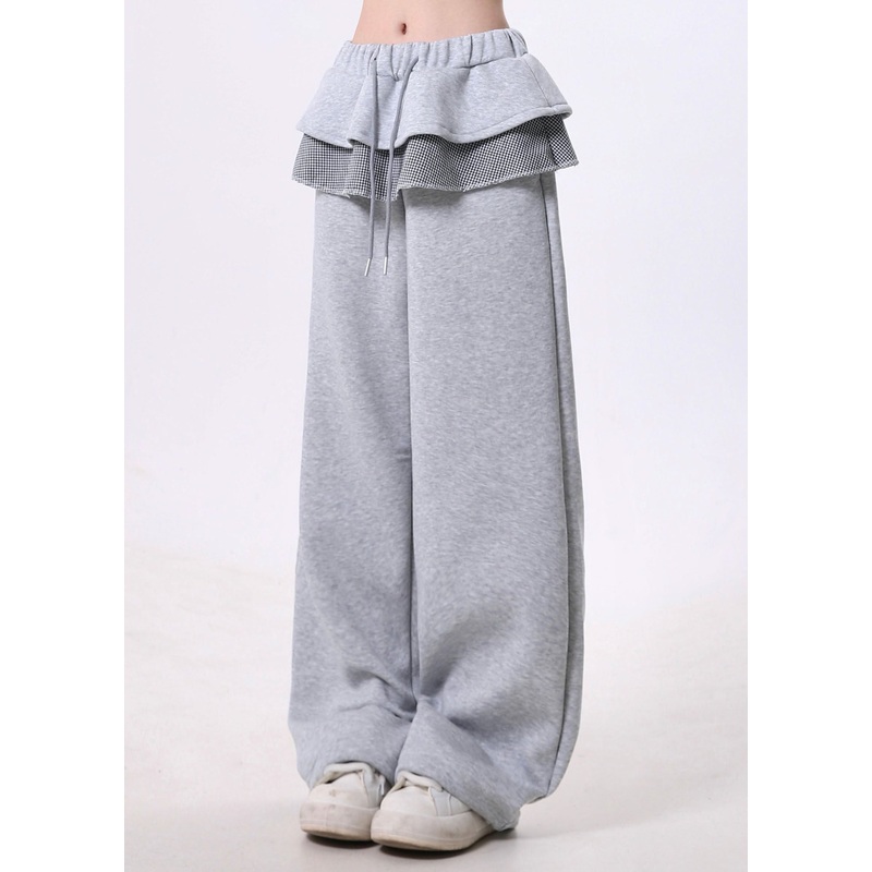 Spring New Skirts Hem Patchwork Elastic Waist Sports Pants