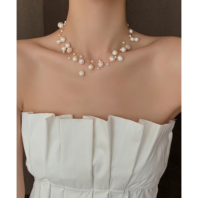 Style White Stainless Steel Pearl Princess Necklace