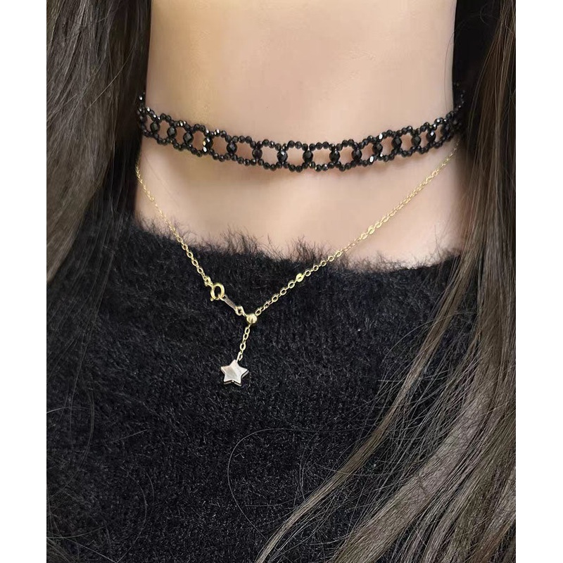 Fine Black Alloy Crystal Chain Necklace