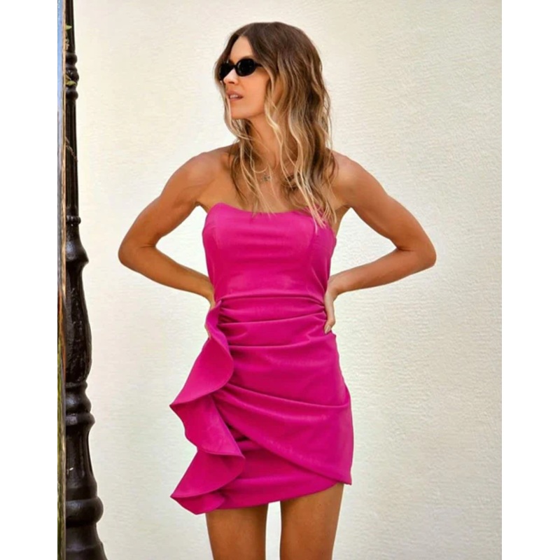 Hot Pink Strapless Homecoming Dress J3918