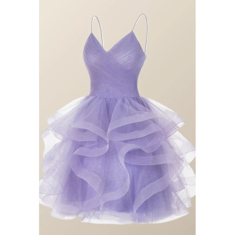 Lavender Short A Line Party Dress Homecoming Dress J3883