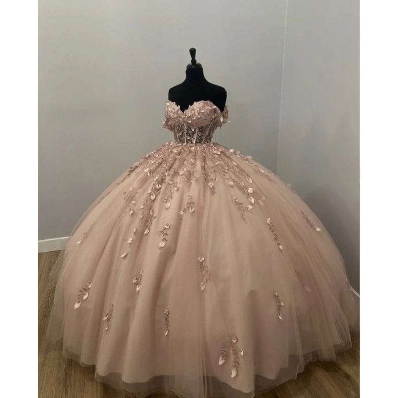Light Pink Applique Ball Gown Prom Dress Evening Formal Dress J4487