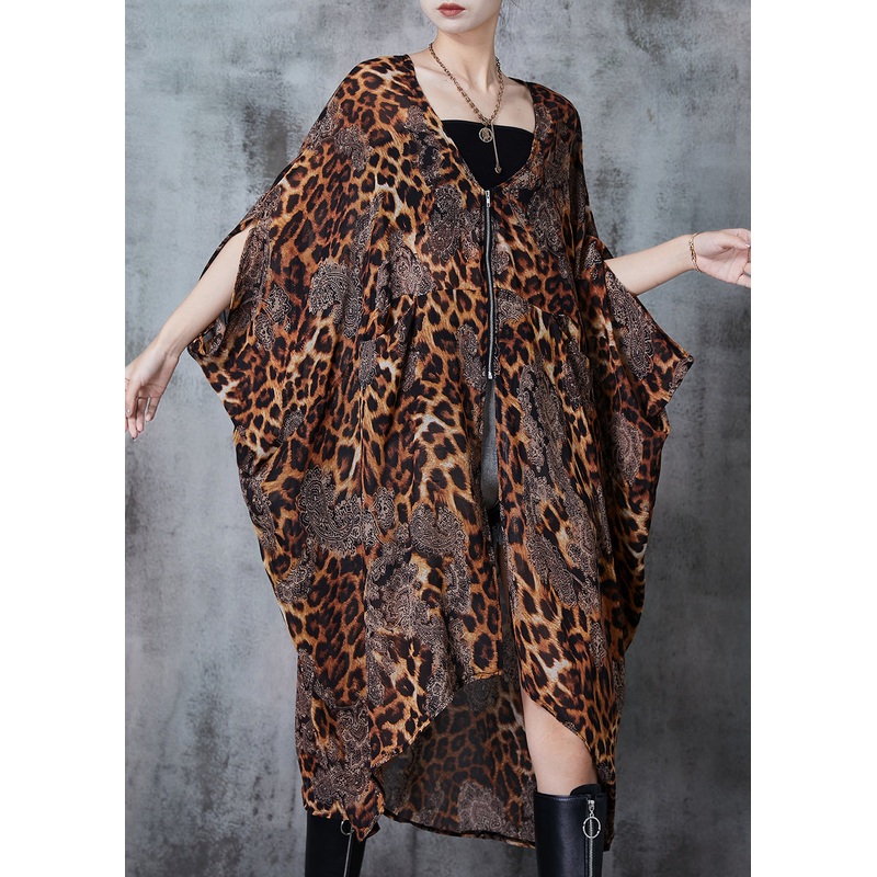 Stylish Oversized Leopard Print Chiffon Cardigan Summer