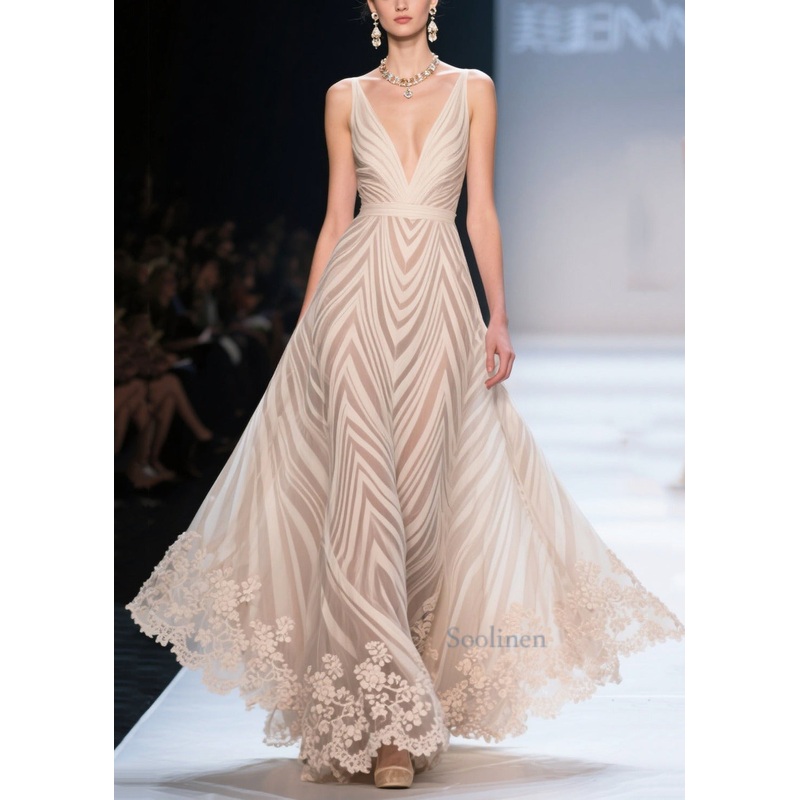 Women Nude Print Exra Large Hem Chiffon Vestidos Dress Summer